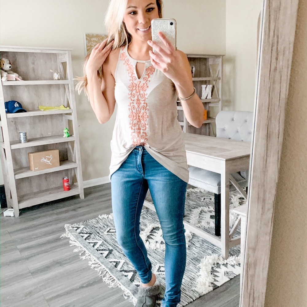 Embroidered tank